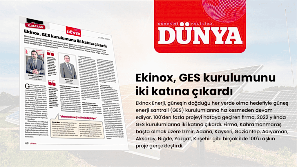 Ekinox, GES kurulumunu iki katına çıkardı