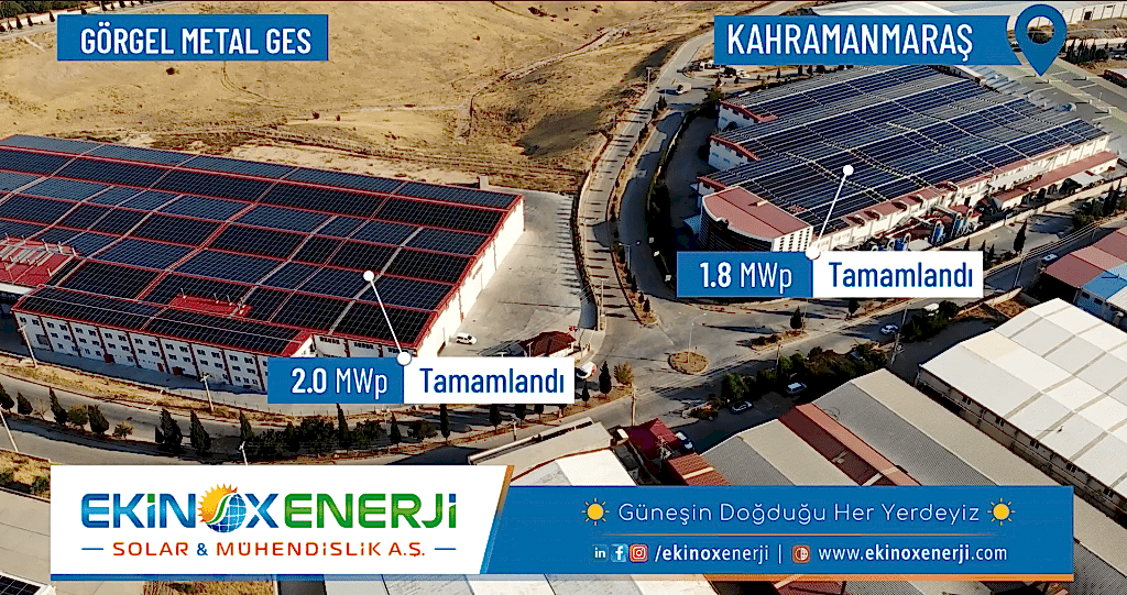 Görgel Metal fabrika çatılarılarına toplam 3.8 MW güneş enerji santrali kurulumlarımız tamamlanmıştır.