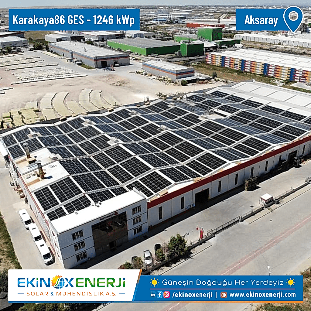 Karakaya86 Katoforez tesisi çatısına kurmuş olduğumuz 1246 kWp güneş enerji santralimizin kabulü yapılarak devreye alınmıştır.